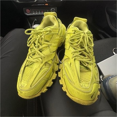 Balenciaga Track Men's Yellow Low Top Lace-Up Athletic Sneakers Solid