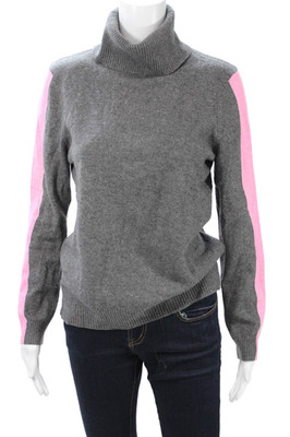 Aqua Cashmere Womens Pullover Turtleneck Sweater Gray 100% Cashmere Size M