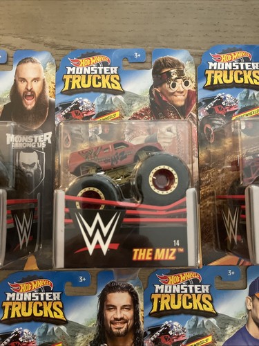 Lot of 7 Hot Wheels Monster Trucks Giant Wheels - WWE - NEW IN PACKAGE Cena Miz - Picture 7 of 8