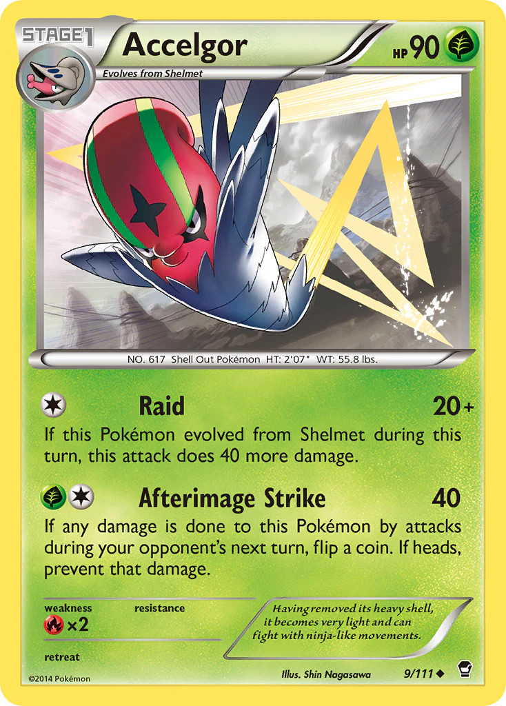 Accelgor (9/111) [XY: Furious Fists] Moderately Played Reverse Holofoil Pokemon