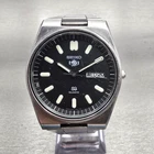 Seiko SQ Watch Men 36mm Black Dial Silver Tone Daydate Round 8223-7150 New Batt