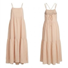Everlane The Billow Dress Cotton Tiered Maxi Dress Women's Size L  NWT Beachy