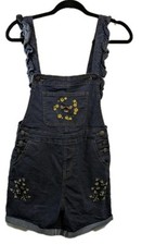 Romwe Women s Embroidered Overall Shorts SZ M 6 . Y2K, Spring Cottage core 0421