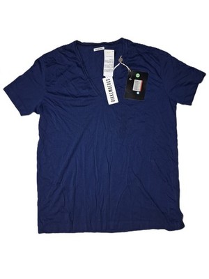 Bikkembergs T-Shirt Ladies Blue V-Neck Short Sleeve Designer Casual Pullover Tee