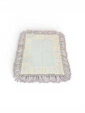 Vintage Teddy Bear Woven Acrylic, Baby Blanket Throw Fringe Pastel 