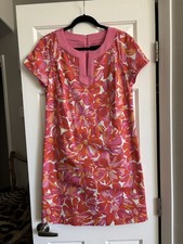 Tahari Arthur S Levine Cotton Blend Cap Sleeve Lined Sheath Floral Dress 10