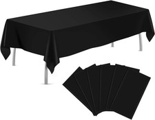 Black 6 Pack Plastic Table Cloth 54" X 108", Disposable Tablecloths Rectangle Ta