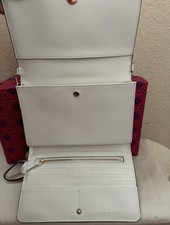 Tory Burch Top Handle Slim Wallet Crossbody Leather White NWT