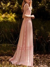 Womens French Lace Dress Luxury Sweet Flower Slim Fit Dress Slimming Long Dress