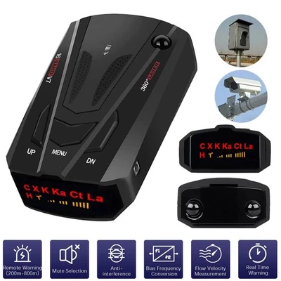 Car Radar Laser Speed Camera Detector Full Band 360 Detection System Alarm Voice