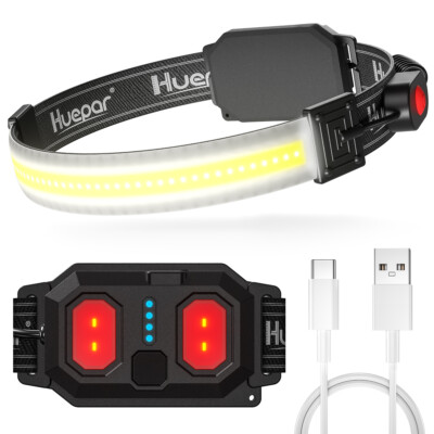 HUEPAR Stirnlampen Headlamp Super Bright Waterproof Head Torch Headlight USB