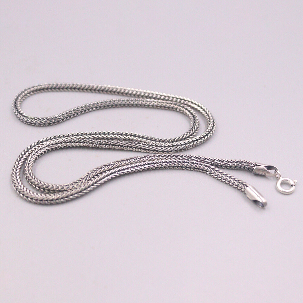 『Hollywood CHAIN BROWN×SILVER』 Real 925 Sterling Silver 2.5mm Foxtail Link Chain Unisex