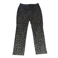 Cabi #3393 Mid-Rise Jungle Leopard Print Slim Ankle Trousers Pants Size 6