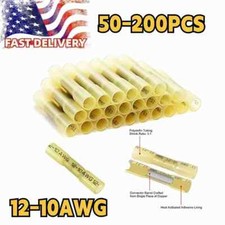 200/100X AWG 12-10 Gauge Heat Shrink Crimp Terminals Wire Butt Connectors Yellow