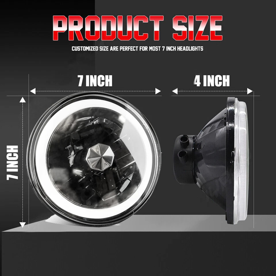 PAIR DOT 7" Inch LED Headlights DRL Turn Signal Combo For 2003-2007 Jeep Liberty - Image 3 of 4