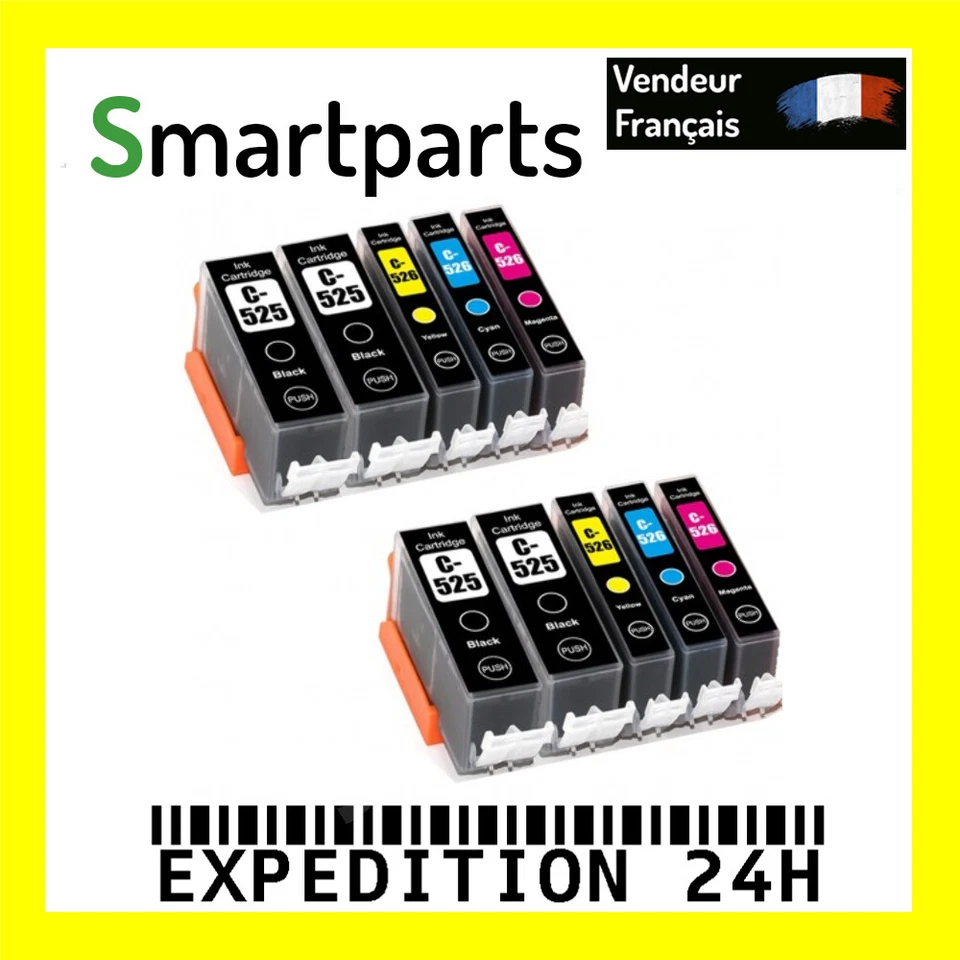 10 Cartouches compatibles Canon PGI-525 CLI-526 - Photo 1/1