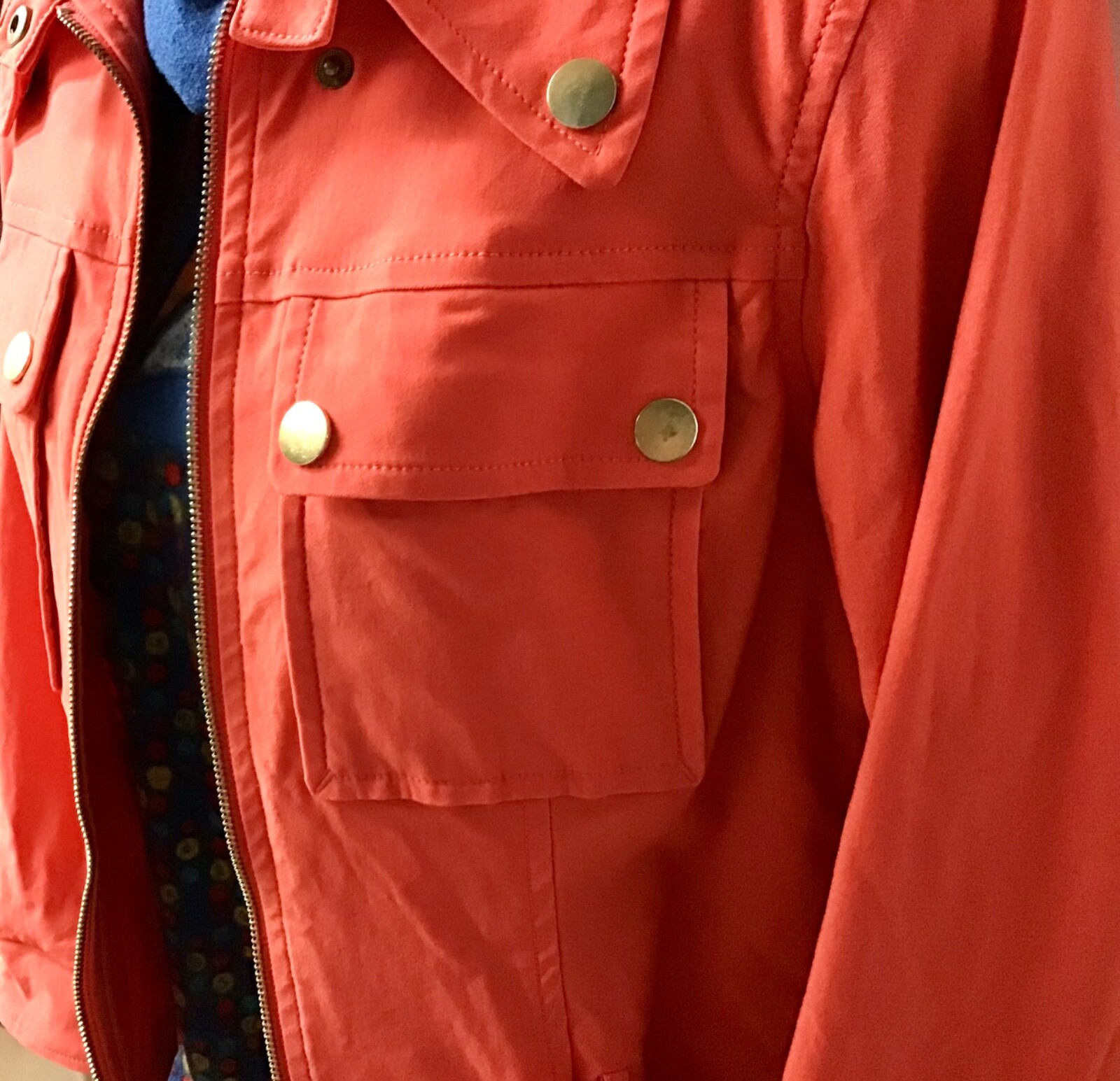 Ruby Rd Orange Rayon Stretch Collared Zip Front M… - image 4