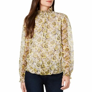 vince camuto smocked neck blouse