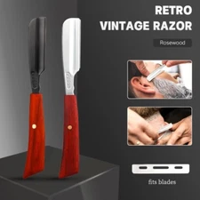 Men's Kamisori Feather Style Barber Shaving Razor Straight wood Handle