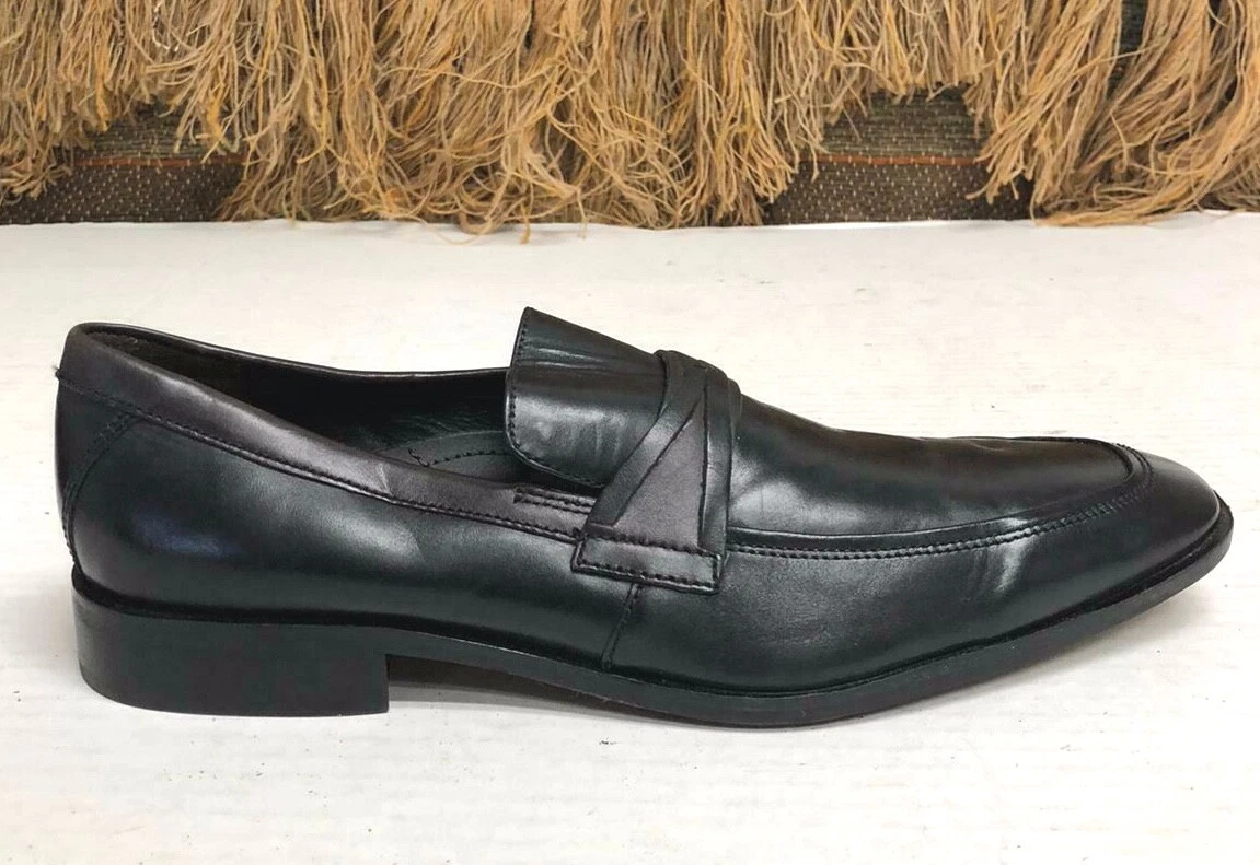 Joseph Abboud Size 10.5 M Black Leather Slip On Loafer Mens Dress