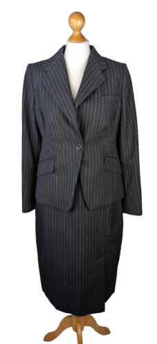 L.K Bennett Women's Grey Stripe Skirt Suit 100% Wo