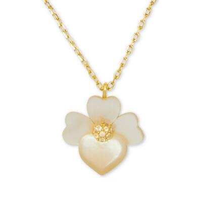 NWT Kate Spade Precious Pansy Pearl Flower Necklace $68 Gold Plated