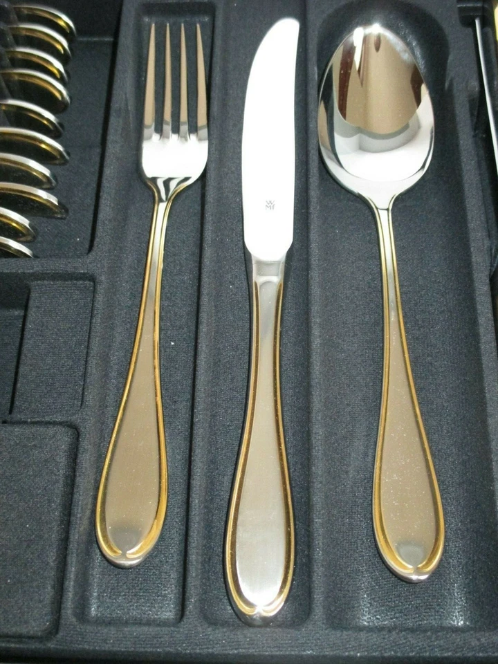 WMF ANTWERPEN GOLD DEKOR 24-TEILIG EDELSTAHL TEILMATTIERT - Bild 2 von 3