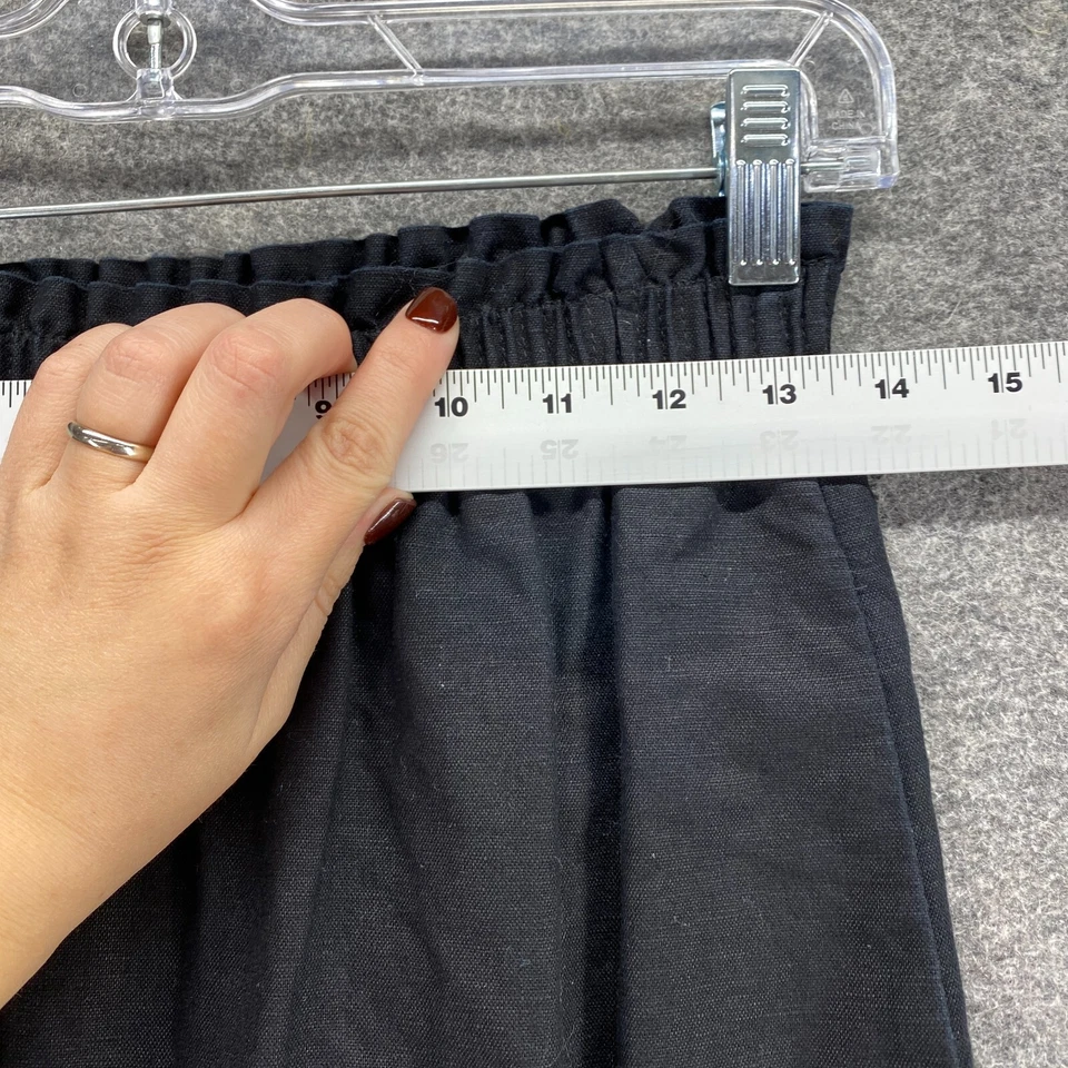 J. Falda Crew Mujer 0 Negra Línea A Midi Pull On Lino Forrada Cintura Elástica Informal Foto 3 de 4