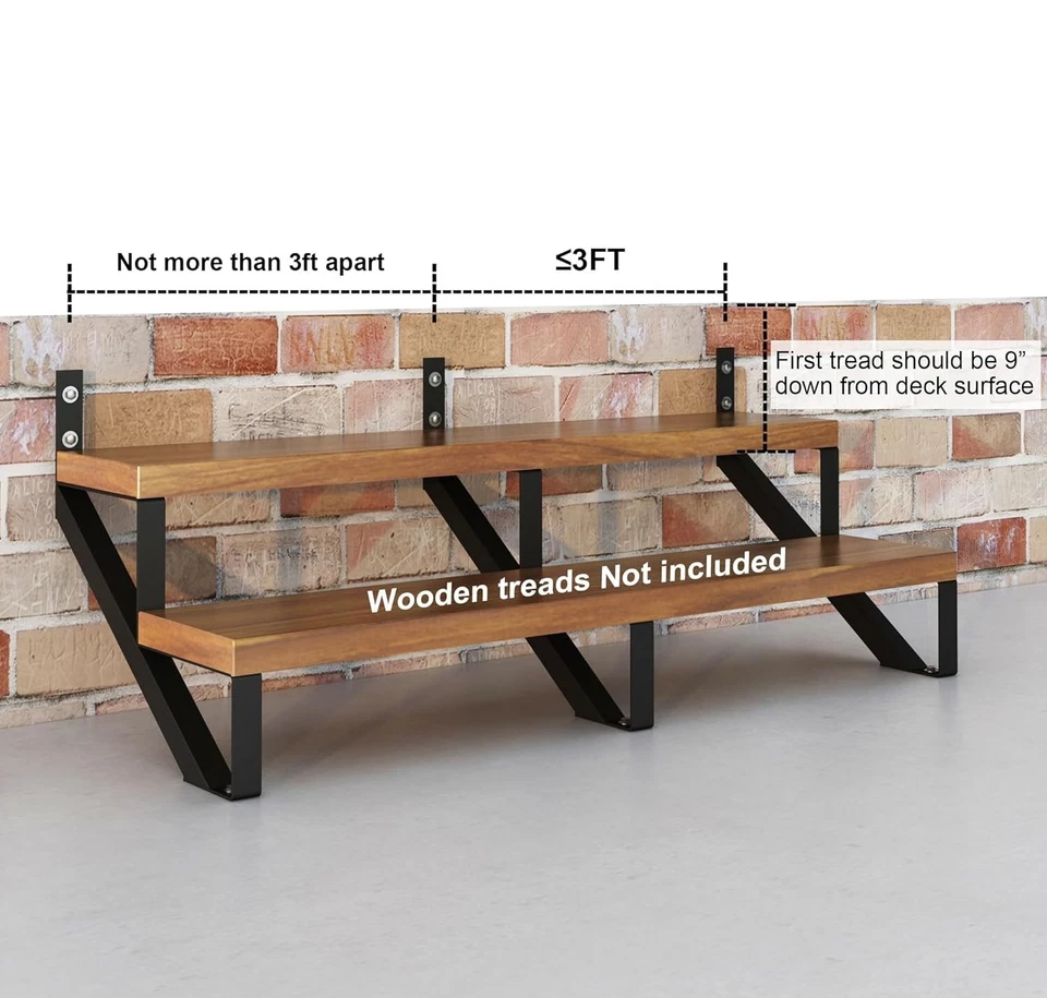 Cuerda elevadora de escaleras de acero negro con recubrimiento en polvo hágalo usted mismo HD, 3 paquetes (sin peldaños de madera) Foto 3 de 4