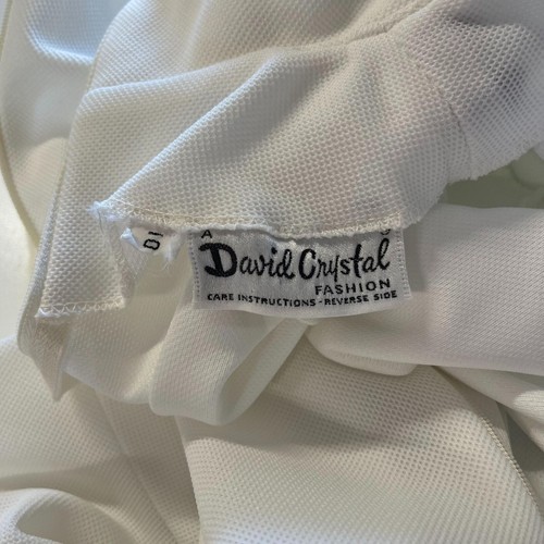 Abito vintage David Crystal mod anni 60 70 MCM bianco blu bordo tubino colletto pugnale - Foto 12 di 12
