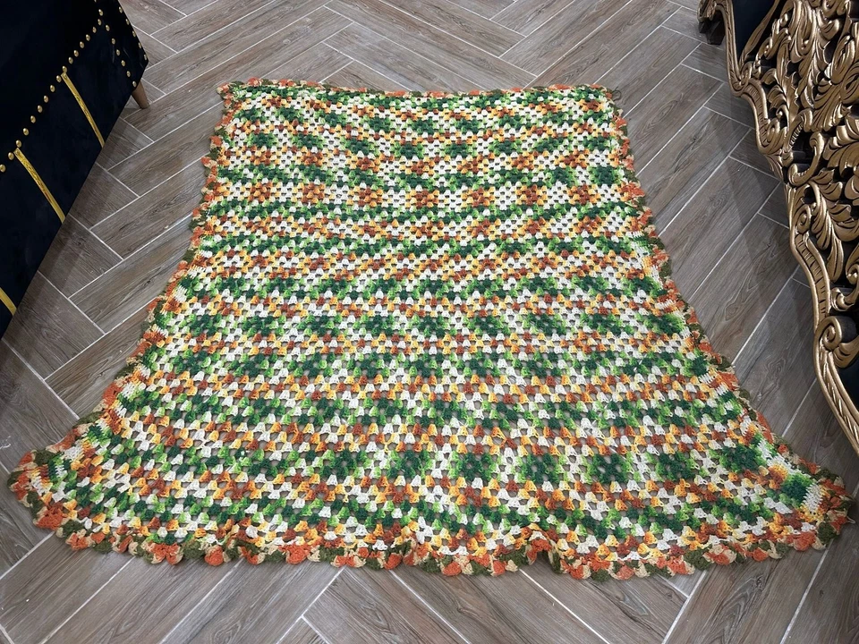 Manta de ganchillo afgano vintage colorida para sofá decoración del hogar edredón 138x116 cm Foto 2 de 4
