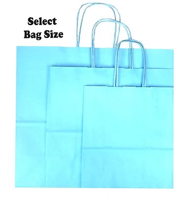 Light Blue Paper Gift Bags ~ Boutique Shop Party Bag ~ Size Small Medium Large