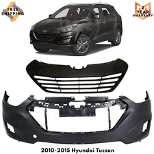 Front Bumper Cover Fascia & Bumper Grille Kit For 2010-2015 Hyundai Tucson