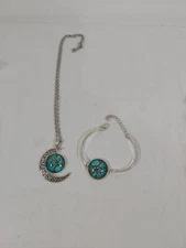 TREE OF LIFE WITH CRESENT MOON, SILVER FASHION NECKLACE WITH MATCHING BRACELET