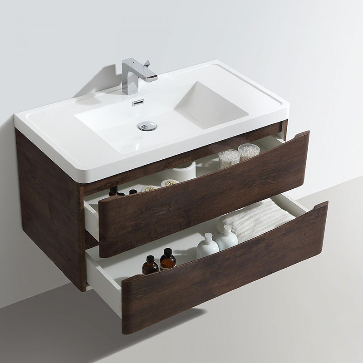 500mm600mm Or 900mm Wall Floor Mounted Bathroom Vanity Unit Chestnut