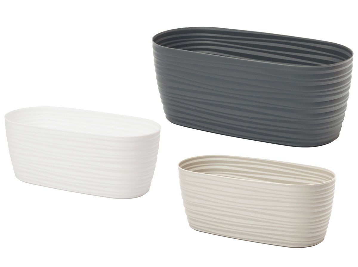Blumentopf Quadratisch Mit 3D-Welleneffekt – Anthrazit, Größe S, Inklusive Pflanzeneinsatz, Für Indoor & Outdoor