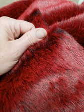 Plush Faux Fur Bear Fabric - 3/4" RED BLACK - 49" x 54"