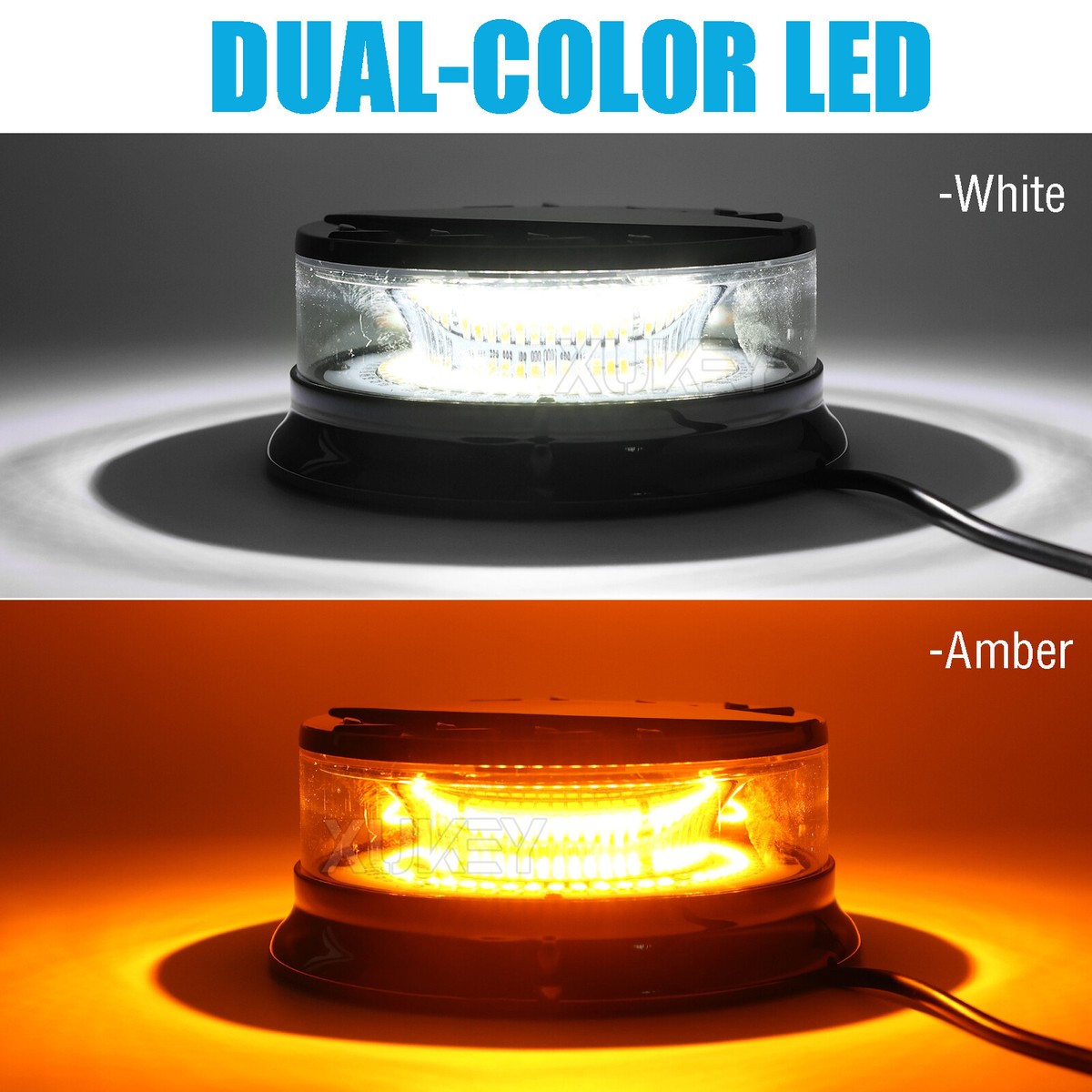 Feu à éclats Magnétique LED Ambre Pour Toit - 3 Modes (strobe, Flash Rapide, Rotation) - 12V-24V - Neuf