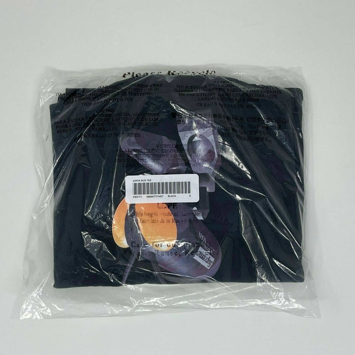 Supreme Junya Watanabe CDG Man Bug Black Tee FW21 Size Supreme Junya Watanabe CDG Man Bug Black Tee FW21 Size