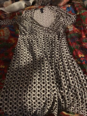 BISOU BISOU By Michele Bohbot Wild Chocolate + Cream Wrap Dress Size 10