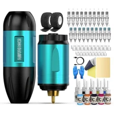 Wormhole Wireless Tattoo Gun Complete Tattoo Practice Kit Rotary Tattoo Machi...