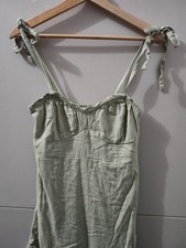 Hollister Dress Womens M GRN Cami Tank Strap Mini Peplum Smock Babydoll Bodycon