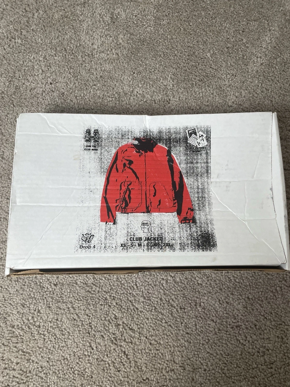 Brain Dead No Brainer Club Work Jacket Red Small Corduroy Collar Box Patches image 2
