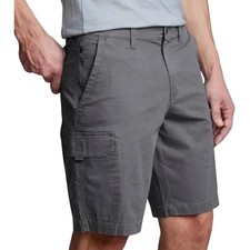 Copper Oak Men's Venture Ripstop Cargo Grey Classic Flat Front Shorts Size 36