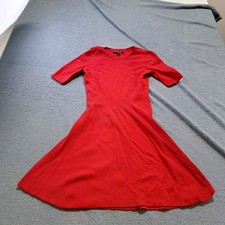 Banana Republic Ribbed Knit Dress Womens Size XS Red Short Sleeve Round Neck