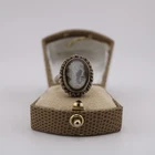K4.1 Vintage 900 Silver Cameo Art Deco Oval Shell Carved Portrait Ring Size N