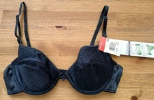 Vanity Fair Bra 36A 75-274 Black Renaissance Demi Cup Contour Underwire VTG NWT