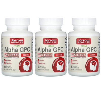Jarrow Alpha GPC (300 mg) 60 Veggie Capsules Each (Pack of 3)