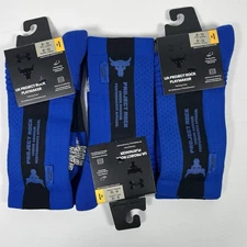 Under Armour UA Project Rock Playmaker Crew Socks (3 Pairs) Men’s Size 8-12 Blue