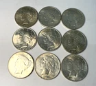 Lot of 9 1923 Peace Silver Dollar - 90% Silver-Jr